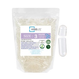 LEADLIFE Empty Capsules - 500 Count Empty Gelatin Capsules - Empty Pill Capsules - DIY Capsule Filling - Fillable Pill Capsules Empty Gel Caps (Clear)… (3)