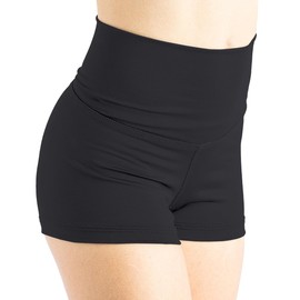Liakada Girls' High-Waisted Athletic Shorts - Dance, Gymnastics & Cheer Practice Shorts with Free Scrunchie Black