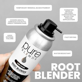 Pure Blends Natural Brown Root Blender, Concealer & Touch Up Spray Blend Roots, Hide Thinning Hair & Create Volume With Temporary Mineral Based Pigment Fast Drying, Non Sticky & Water Resistant 2.5 Oz