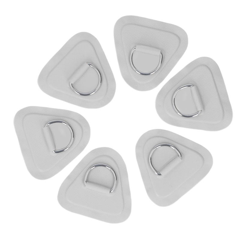 6Pcs PVC D Ring Patch Elastic Rope Set Stainless Steel