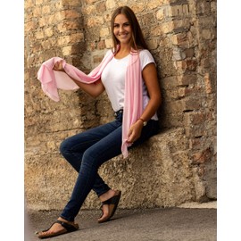 DOLCE ABBRACCIO by RiemTEX ® Women's Sweet Love Stole Chiffon Scarf in 30 Plain Colours Scarves and Scarves XXL Chiffon Scarves Neckerchief for All Seasons, Orange Dream