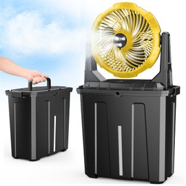 Ausic Portable Misting Fan, 9L 10-inch Outdoor Mist Fans for Outside Patios Water Cooling, 30000mAh Rechargeable Battery Powered Fan, 3 Strong Winds, 3 Spray Mister, Camping/Beach Summer Essentials