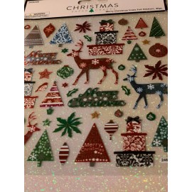 RECOLLECTIONS CHRISTMAS PAPER CRAFT MERRY CHRISTMAS ICONS FOIL STICKERS 46PCS TREES DEER GIFTS