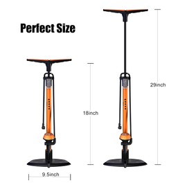 GOBKO Bike Pump with Gauge,Bicycle Floor Pump for Presta and Schrader Valves Bike Tire Pumps Inflator High Pressure 160PSI & 11BAR Portable Air Pump for Road Bike Car MTB Sports Balls