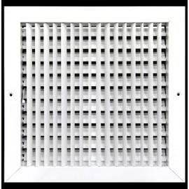 12" X 12" Adjustable AIR Supply Diffuser - HVAC Vent Cover Sidewall or Ceiling - Grille Register - High Airflow - White [Outer Dimensions: 13.75" w X 13.75" h]