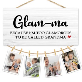 Hiuwevt Glamma Gifts Picture Frame Photo Hanging Display, Glamma Gifts for Grandma, Best Grandma Gift for Christmas from Grandkids Picture Board Photo Holder for Wall Decor
