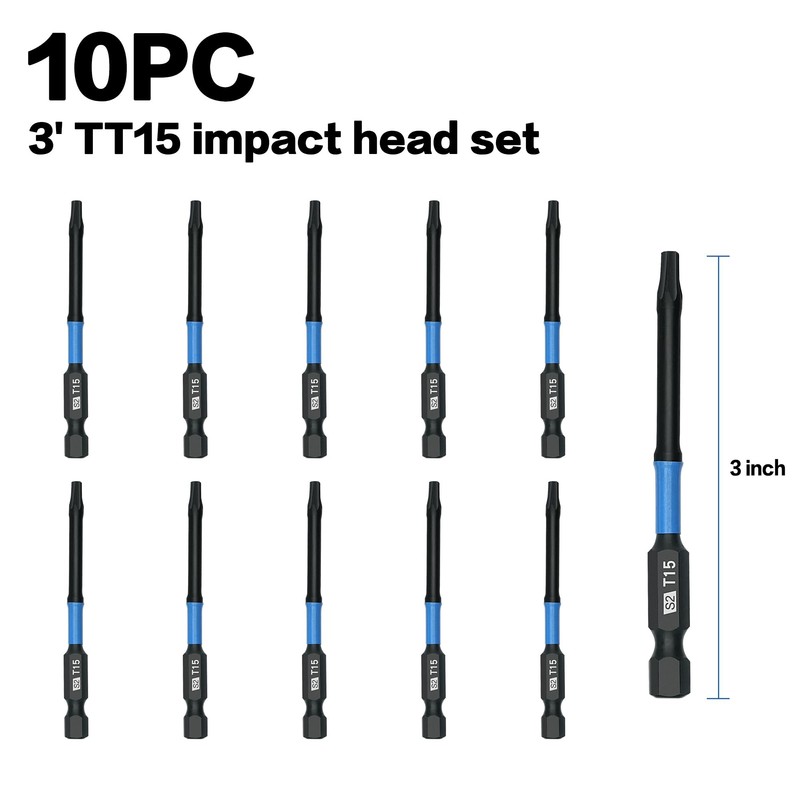 AXELORD 10Pcs Magnetic Torx Screwdriver Bit,1/4 "Hex Shank TT15 S2