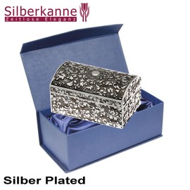 SILBERKANNE Jewellery Box Ornamental Motif 6.5 x 10 cm Silver Plated in Premium Workmanship for Beloved Jewellery such as Rings, Necklaces, Earrings and Bracelets