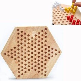 Cisixin Traditional Hexagon Chinese Checkers Desktop Games Correct Regulation Size Family/Travel Board Games,Star Shape,Wooden
