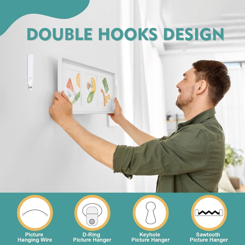 Picture Hanging Hooks with Adhesive Strips Heavy Duty - PinCute