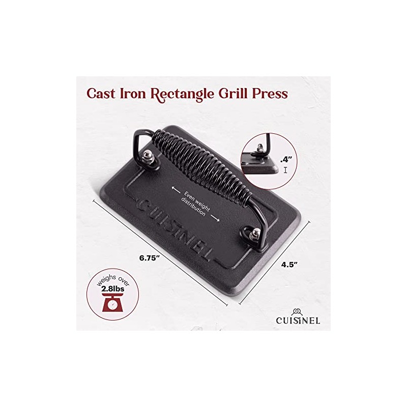 Cuisinel Cast Iron Griddle/Grill + Burger Press + Pan Scrapers