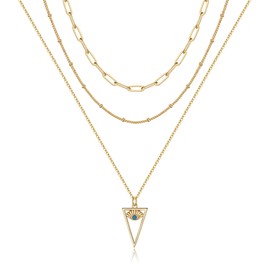 Turandoss Women's Fashion 14K Gold Plated Layered Cross Necklace