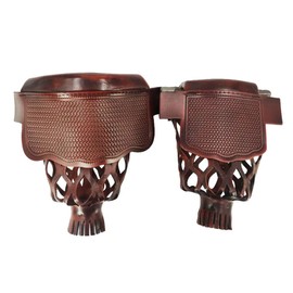 Leather Pool Table Pockets Brown Billiard Pockets Made of Genuine Leather, Set of 6, with Brick Pattern Shield, Brown or Walnut