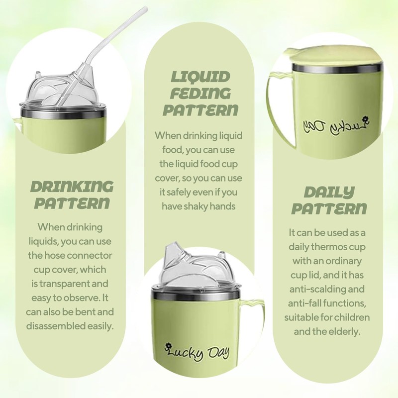 350ml Adult Sippy Cups, 3-in-1 Beakers for Elderly with 30cm
