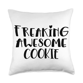 Awesome Gifts For Cookie Freaking Awesome Best Grandma Ever I Love Cookie Throw Pillow, 18x18, Multicolor
