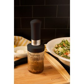 Glass Salad Dressing Bottle: Premium Borosilicate Salad Dressing Shaker with Mixer Insert • Leak Proof Salad Dressing Blender and Dispenser with Measurements and Recipes • Reusable Vinaigrette Cruet