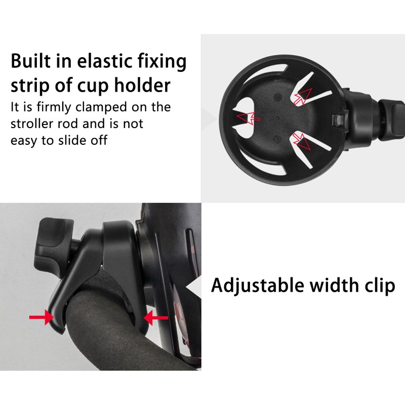 Stroller Cup Bracket Adjustable Width Clip Light Weight Elastic Fixing