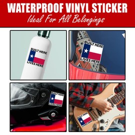 SUNHADO Built Here Lives Here Sticker, Texas State Flag Stickers, Texas Love US State Decals, American Texan Proud Gifts Decoration for Laptops, Phones, Water Bottles, Car, Window