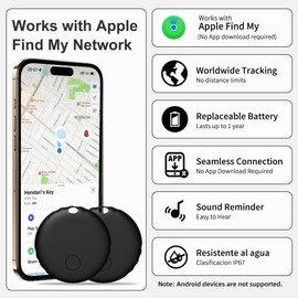 Air Tags, Smart Tag Works with Find My App (iOS Only), Keys Finder and Item Locator for Luggage, Backpack, Suitcases and More, Replaceable Battery, IP67 Waterproof Tracking Tags-5 Pack(Black)