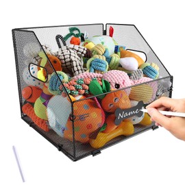 Faihats Large Metal Dog Toy Basket, Indestructible and Foldable Storage Bin for Dog Toys, Puppy Toy Holder, Perfect for Living Room Area, Dog Toy Organizer Box, Medium Dogs Pet Toy Organizer