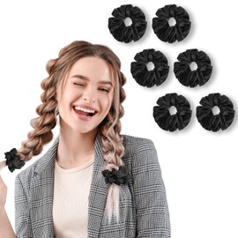Extra Large Black Scrunchies for Women's Thick Hair, Soft Scrunchy, Premium Velvet Big Elastic Band Hair Accessories for No Damage Hair Care Sleeping