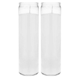 Brilux 2 Classic White Candles in Glass, 8-INCHES Tall