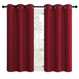 NICETOWN Christmas Short Blackout Curtains for Small Kitchen Window, Thermal Insulated Solid Grommet Blackout Curtains/Drapes for Living Room (1 Pair, 42 by 50 inches, Burgundy Red)