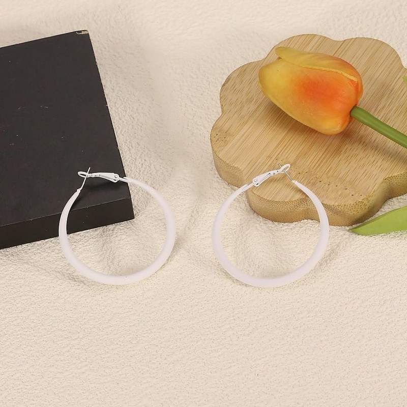 BOOZIQ White Hoop Earrings for Women 8090s Neon Earring Large