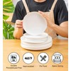 AntoKueh White Ceramic Plates Set of 6, 8.2 Inch Round