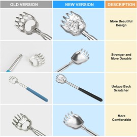 Unique 2 Pack Back Scratcher with Gift Bag - Premium Portable Metal Stainless Steel Telescoping Massage Tool - Gift for Men Women (Fix Style)