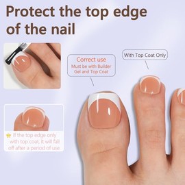 Misssix Uñas Postizas Cortas a Presión, 150 Unidades, Color Marrón, Estilo Francés, Cuadradas, De Gel Suave, Para Mujer, 15 Tamaños