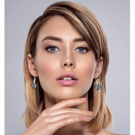 Jewellery Set for Women Earrings Silver 925 Hanging Princess - Women's Necklace with Pendant - Jewellery Set for Her with Crystals - Earrings Hanging and Necklace Girls Gift Women, Silver, Crystal