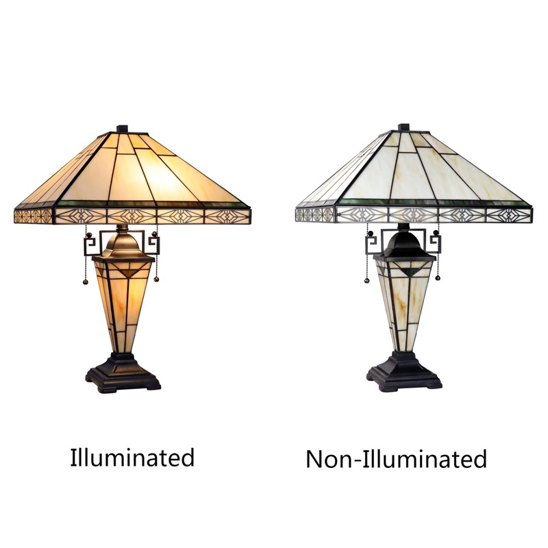 Radiance Goods Mission-Style 3-Light Blackish Bronze Finish Double Lit Table