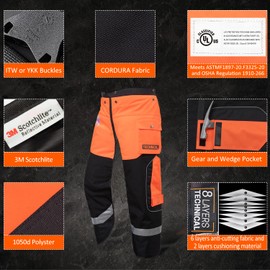 YARDMARIS Technical Version Chainsaw Chaps, Protective Chainsaw Pants,Safety Apron with Pocket, Class B