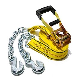 Progrip 3107 Heavy Duty Ratchet Tie Down with Large Bar Handle and Webbing Strap: Grab Hook, 27' x 2"
