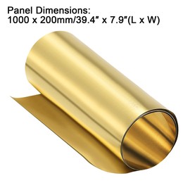 sourcing map Brass Sheet Roll Brass Strips Metal Plate Golden Brass Thin Sheet Brass Plates Brass Foil Metal Foil Plate for DIY Crafts 1000mm x 200mm x 0.1mm
