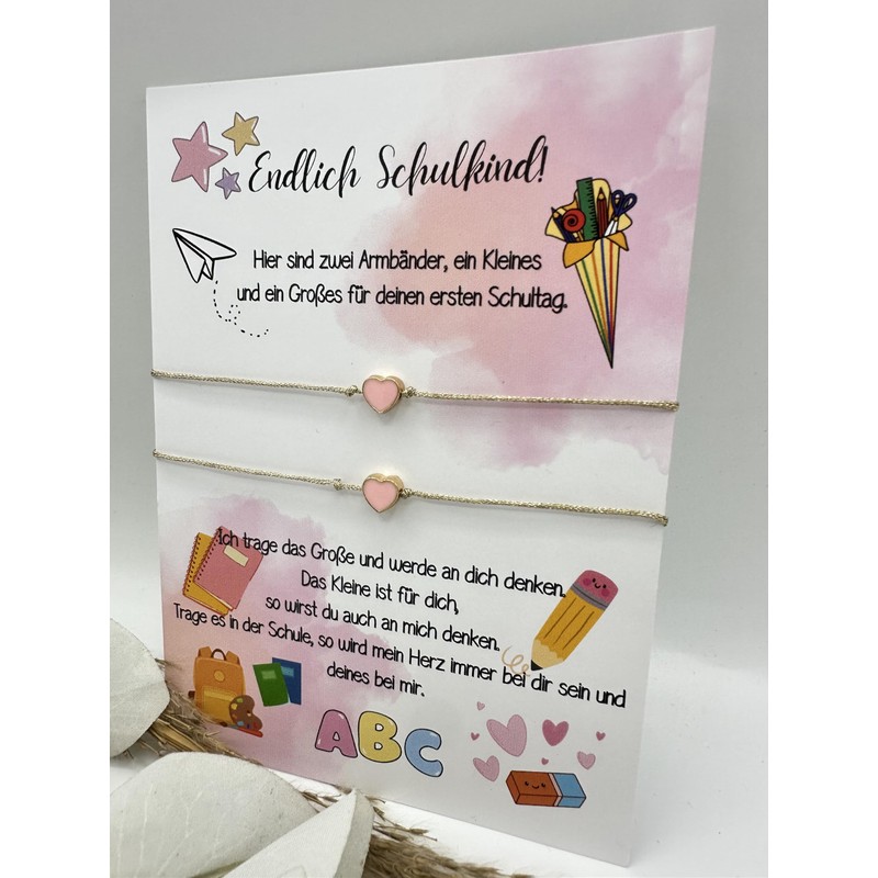 Schulkind Armband Geschenke zur Einschulung Mädchen Mama Tochter Herz Armband