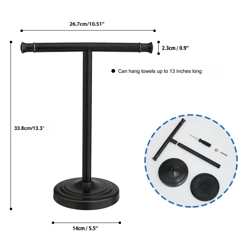 RUMOSE 13 Inch Oil Rubbed Bronze Towel Stand Hand Towel