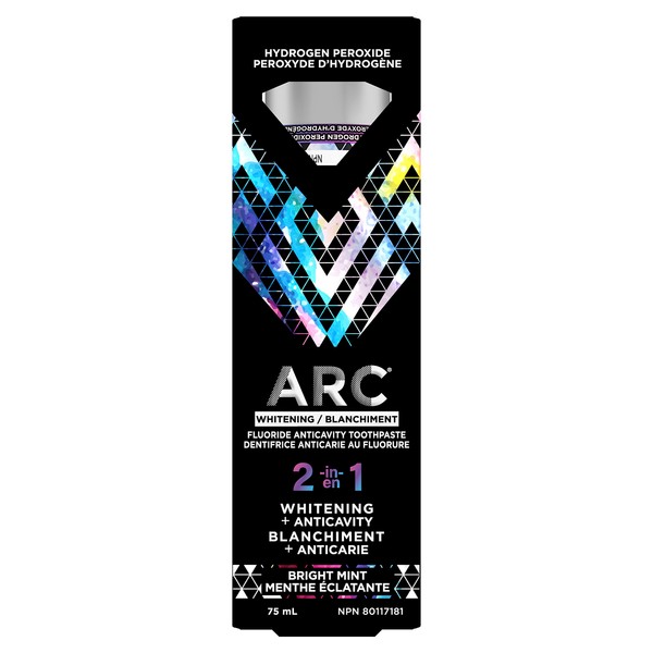 ARC Whitening 2-in-1 Fluoride Toothpaste, Whitening + Anticavity, Bright Mint, 75 mL