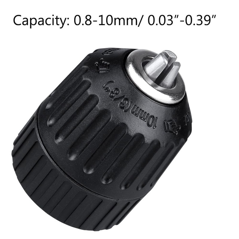 Bestgle 0.8-10mm Capacity Keyless Drill Chuck Adapter 3/8-24UNF Thread Quick