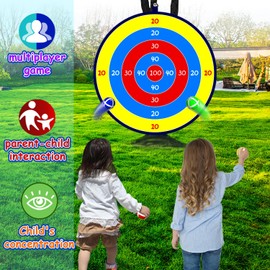 Large Dart Board for Kids, Double-Sided Dart Board with Sticky Balls and Darts, Indoor/Outdoor Sport Fun Party Play Game Toys, Gifts for 3 4 5 6 7 8 9 10 11 12 Year Old Boys Girls