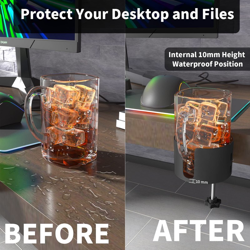 Large Desk Cup Holder, YYP Anti-Spill Cup Holder for Desk
