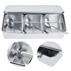 Stainless Steel Seasoning Containers Set, Condiment Jars 3 Grids Spice