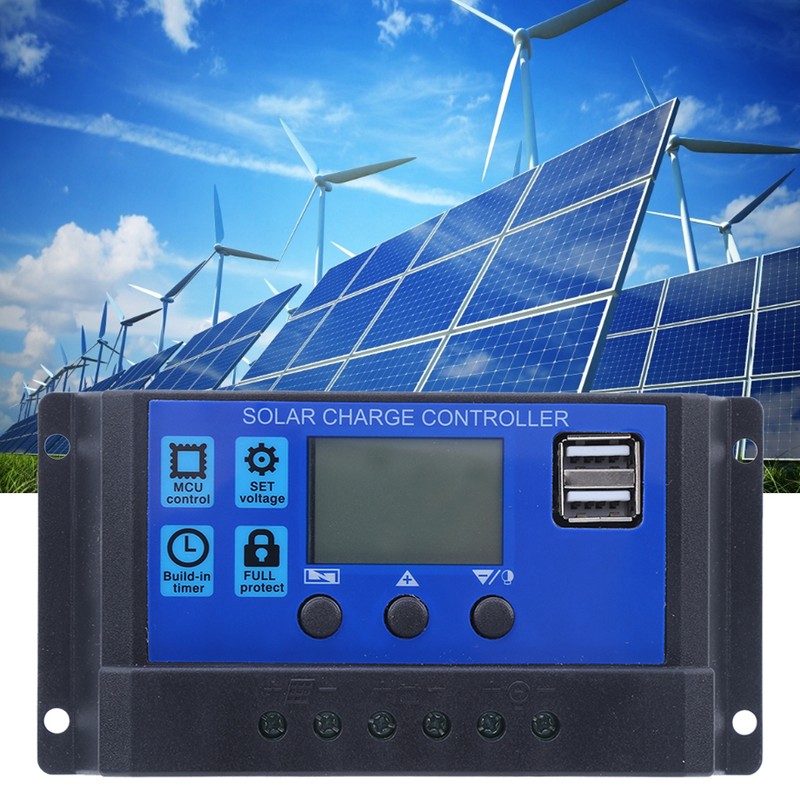 Solar Panel Controller LCD Display Battery Charge Control Dual USB