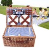 Large Wicker Picnic Basket With Cups Flatware Set Utensils Basket