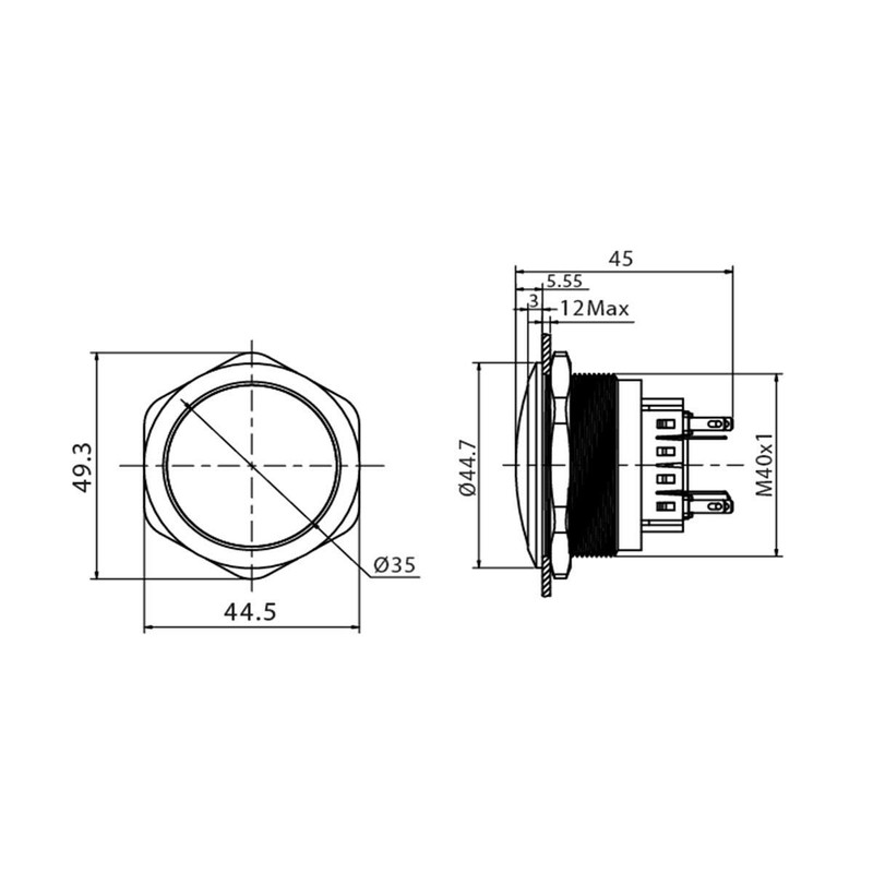 Metzler® Stainless Steel Push Button with Curved Touch Panel and