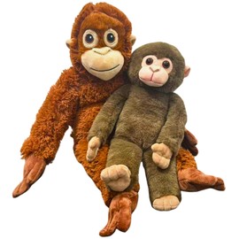 TQJOUJOU Punch Monkey Plush Toys, 2Pcs Baby Monkey & Orangutan Stuffed Animals, 26'' Cuddly Huggable Orangutan Plushies Doll, Gift for Kids and Adults