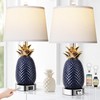 espidoo Pineapple Table Lamp with USB Charging: Navy Blue Ceramic