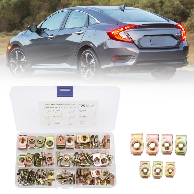 60Pcs U Nut Clip Kit Strong Rust Resistance High Elasticity
