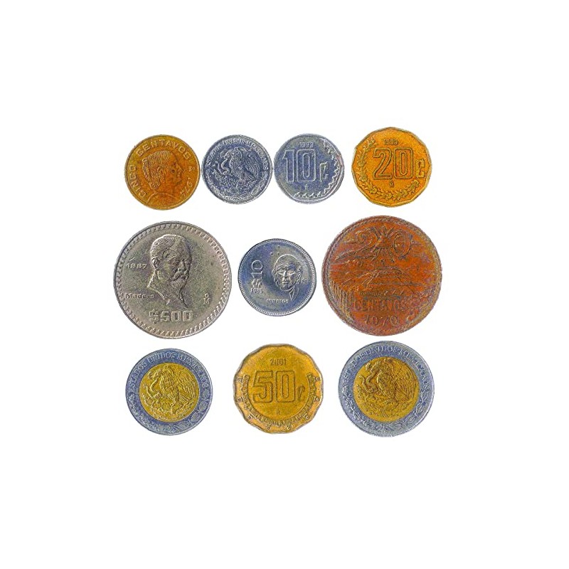 Mexico 10 Mixed Coins | Pesos | Centavos | Mexican